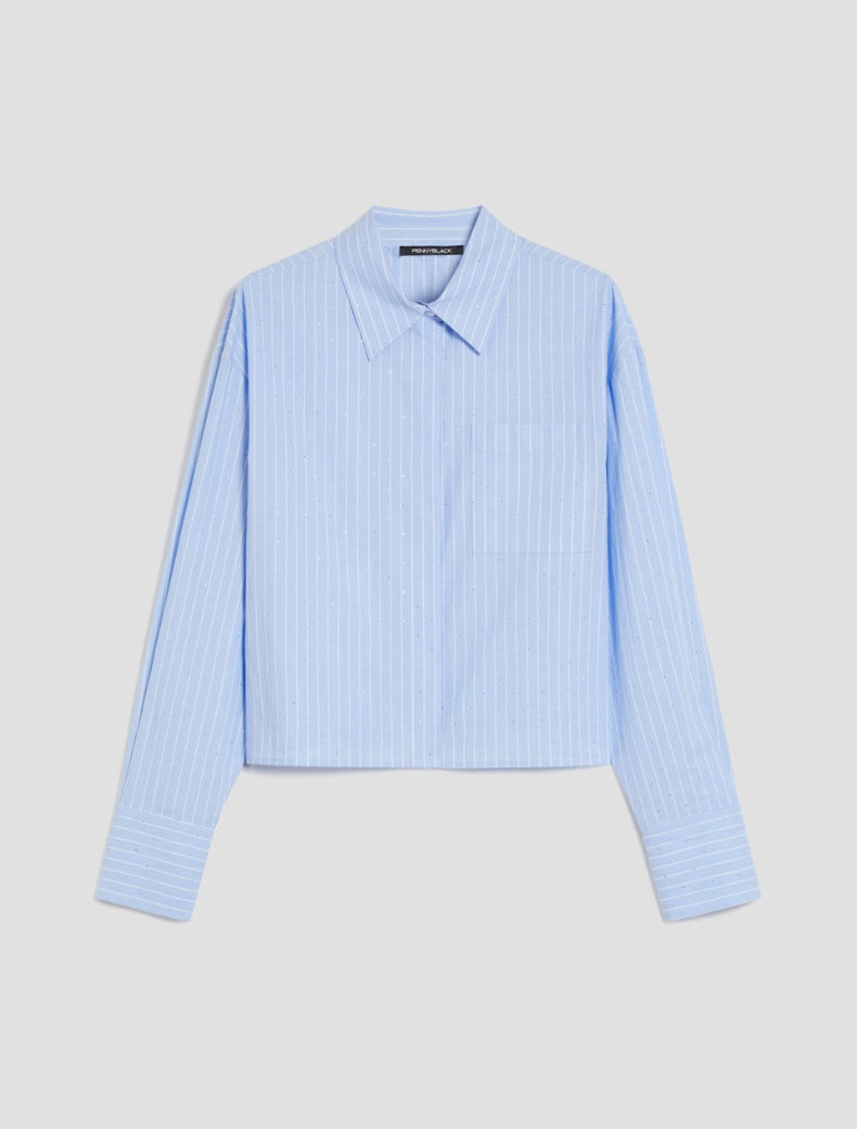 Pennyblack Camicia cropped con micro-strass