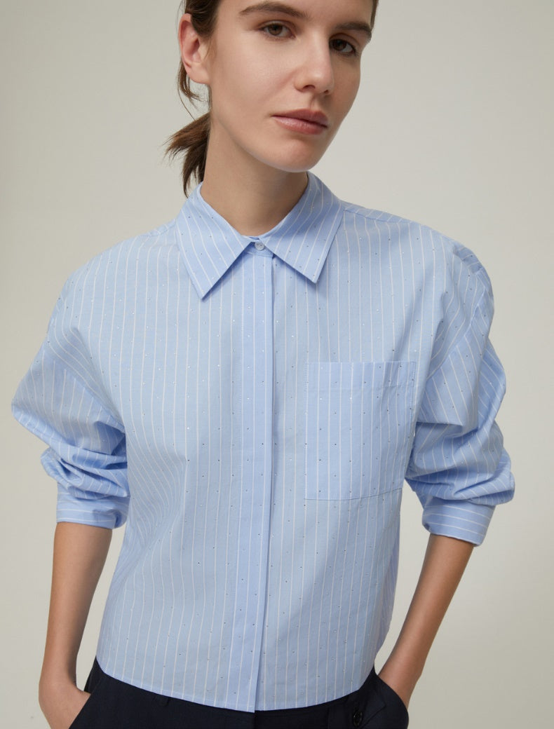 Pennyblack Camicia cropped con micro-strass