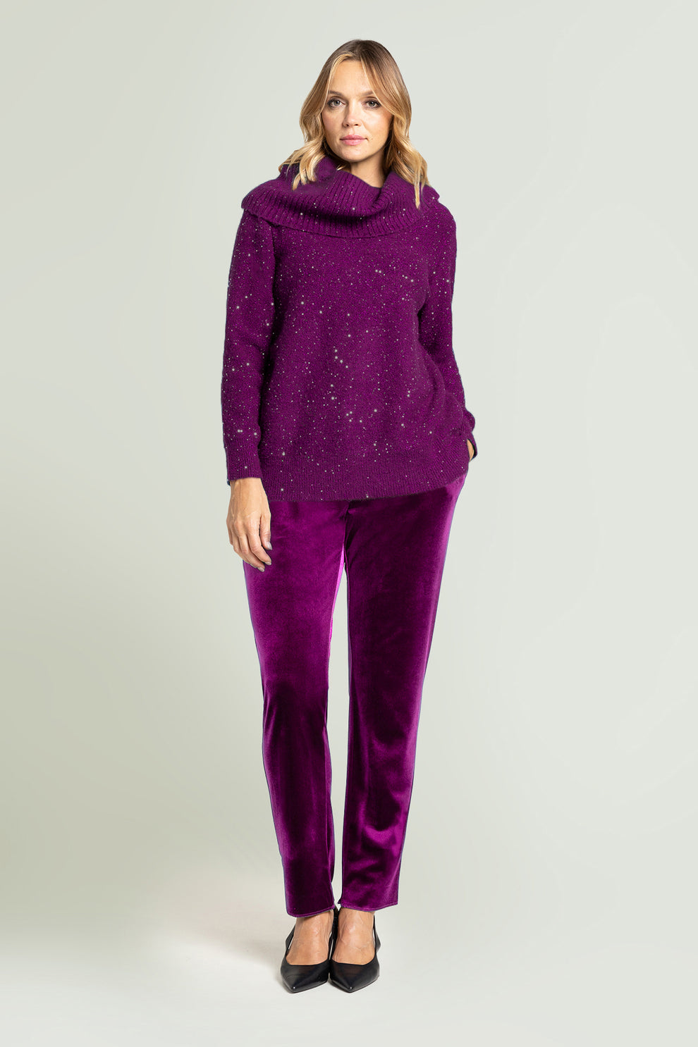 LUISA VIOLA Maglia full paillettes collo staccabile