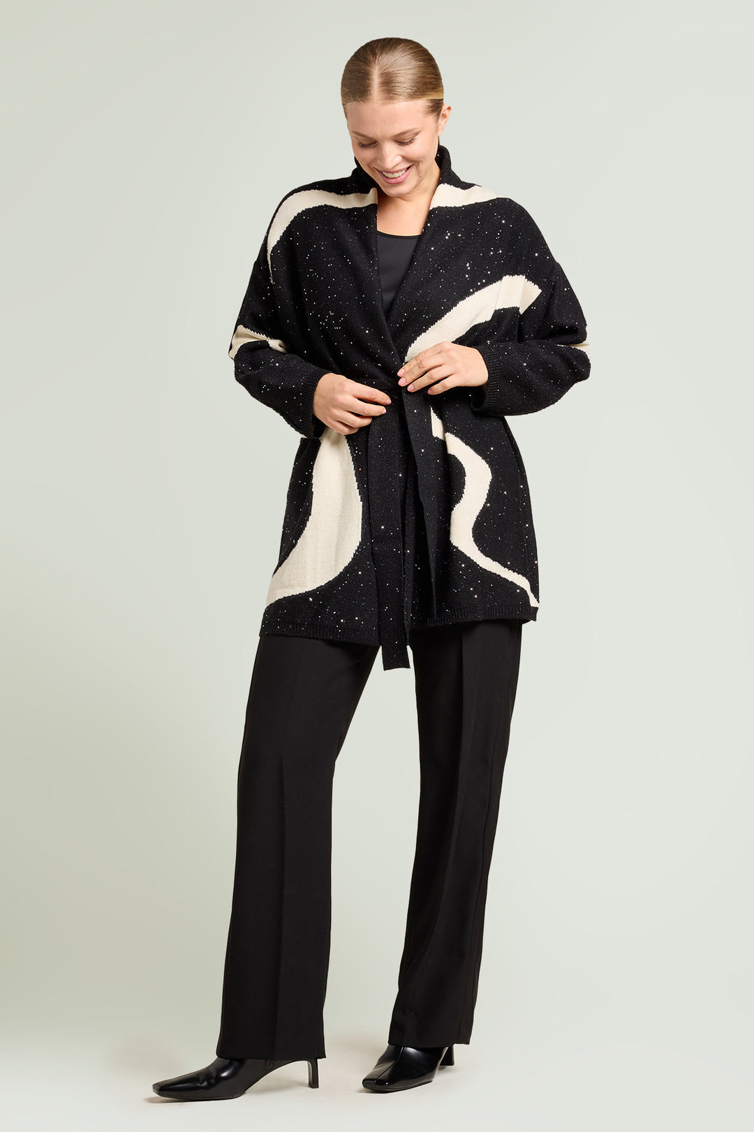 LuisaViola cardigan con intarsio ad onde