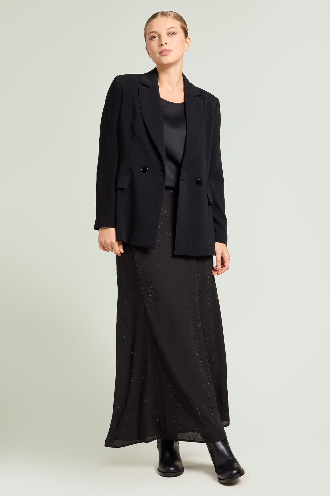 LuisaViola gonna lunga in georgette full strass
