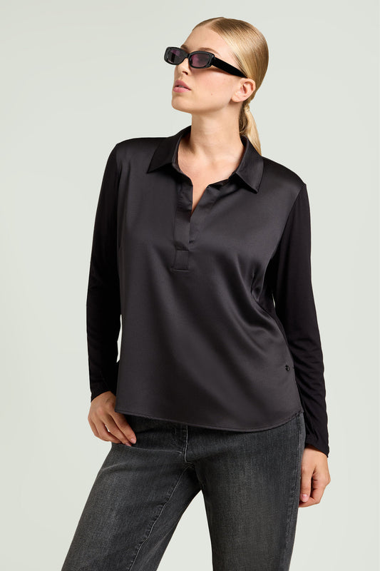 Luisa Viola polo in raso e jersey