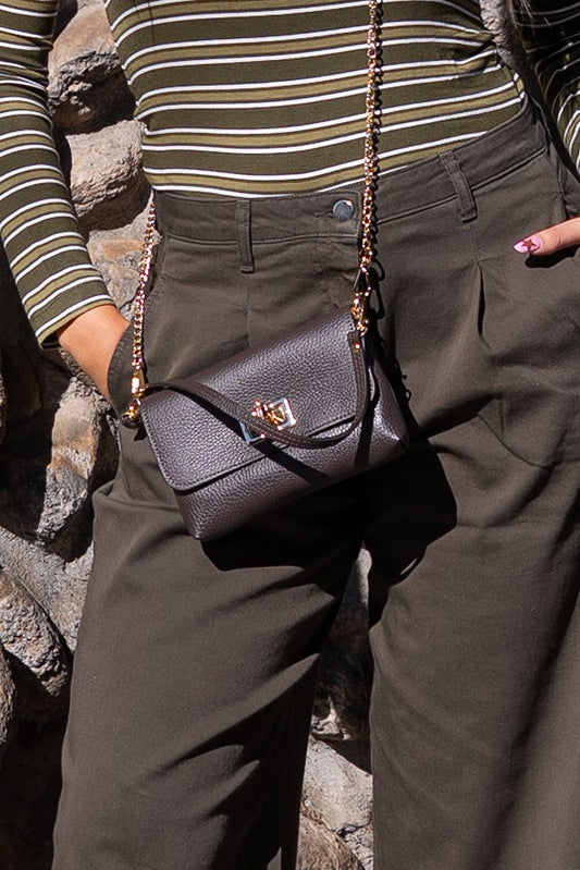 Borsa mini in pelle marrone