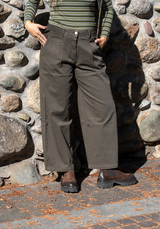 Jeans verde oliva wide leg