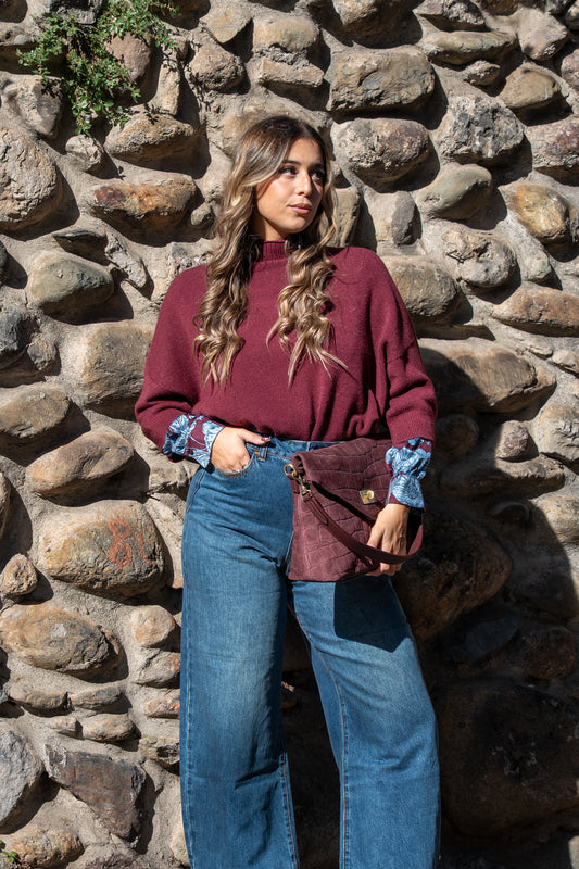 Maglia bordeaux a scatoletta