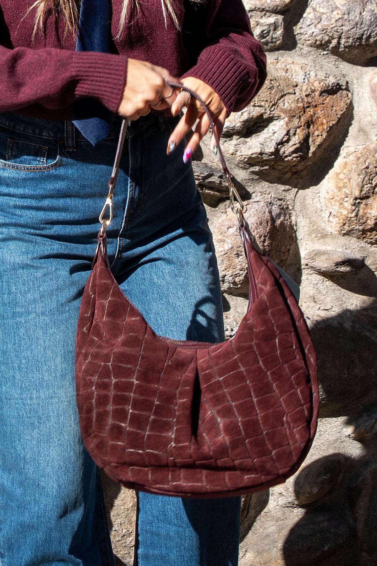 Borsa hobo cocco bordeaux