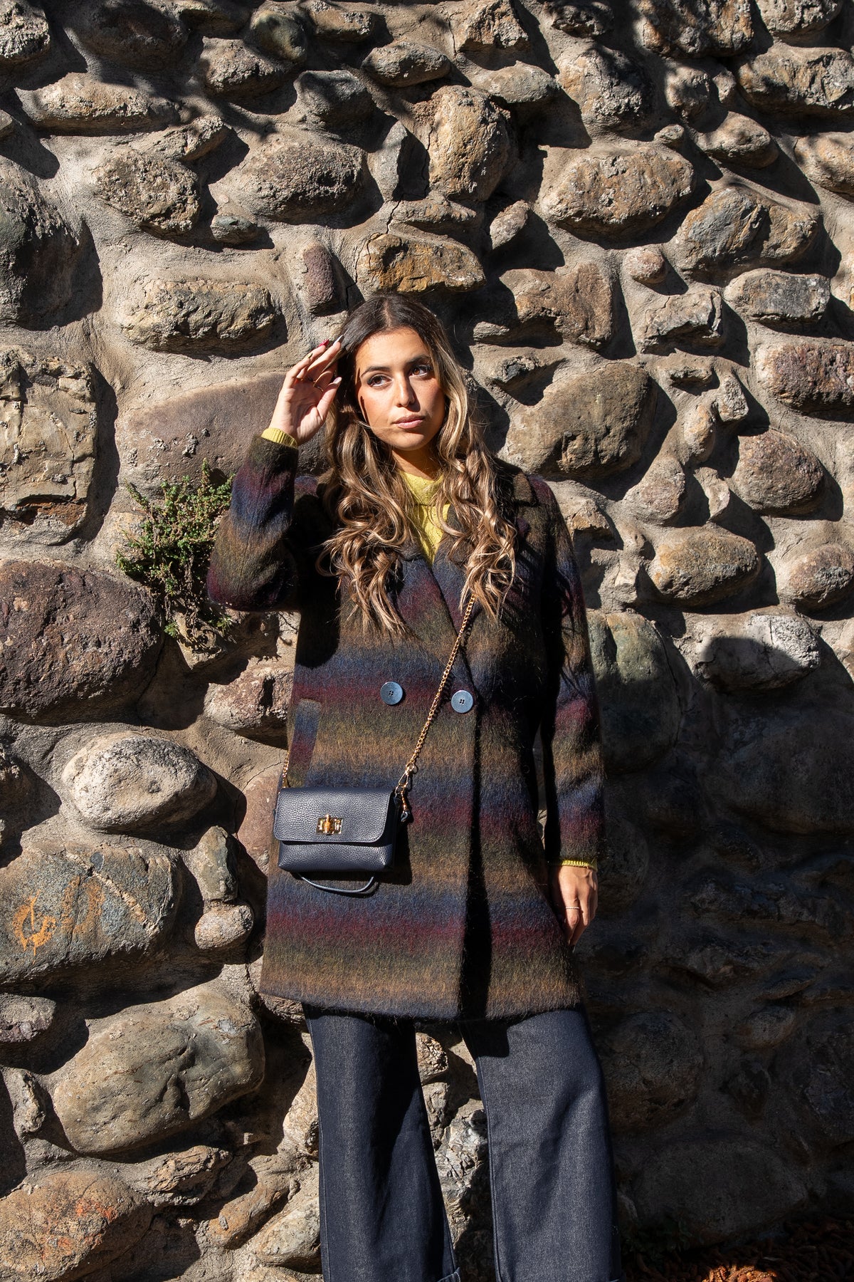 Borsa min in pelle blu