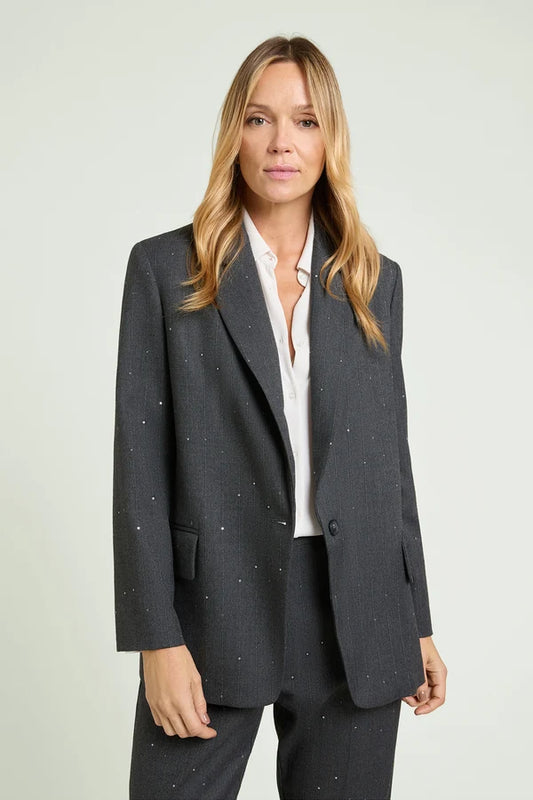 Blazer in saglia gessata ricamata