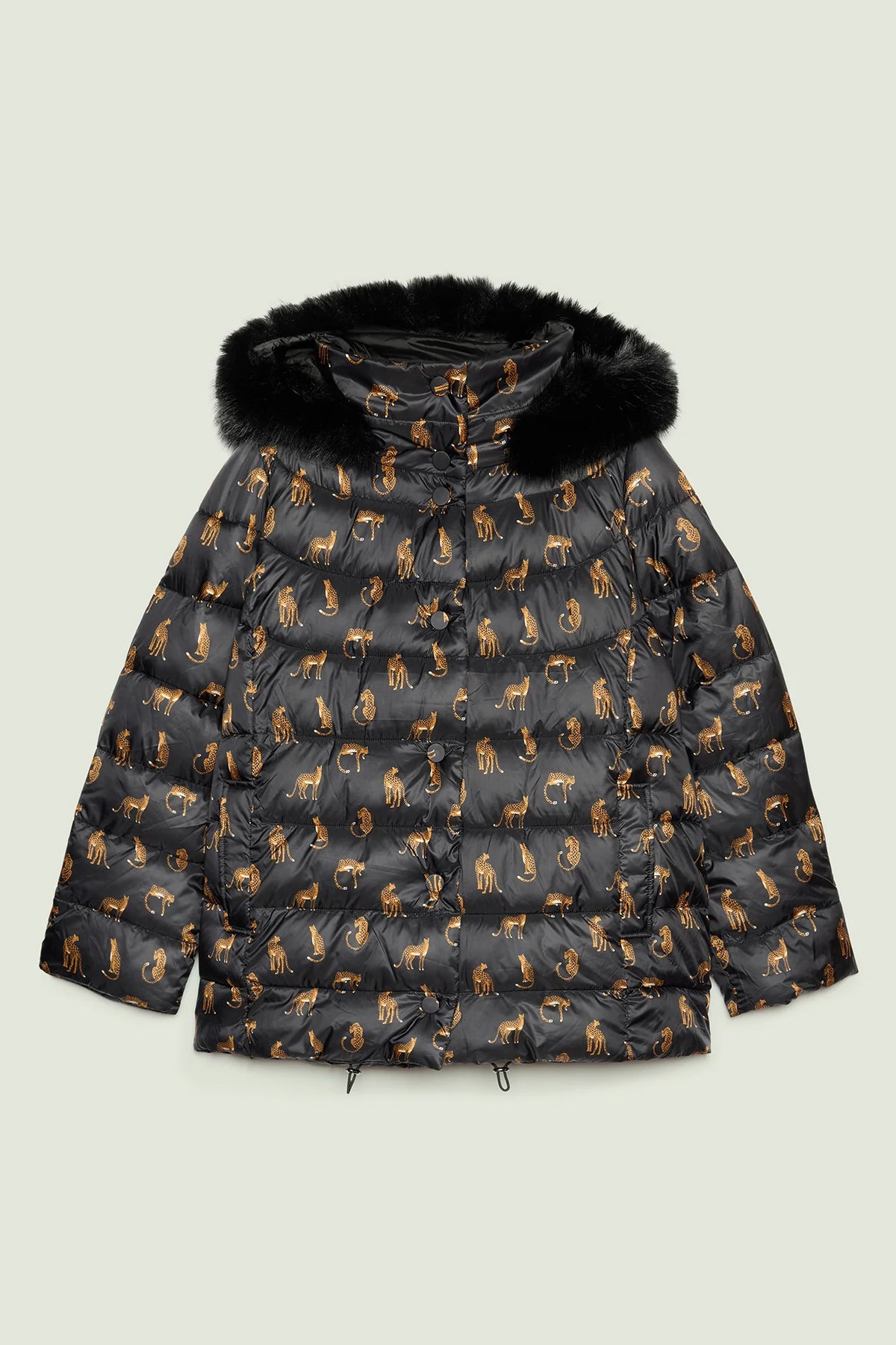 Piumino reversibile con stampa animalier