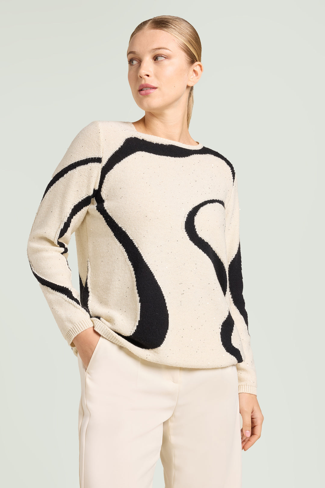 Luisa Viola Maglia con intarso ad onde