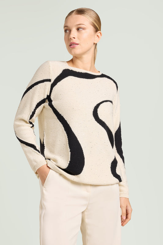 Luisa Viola Maglia con intarso ad onde