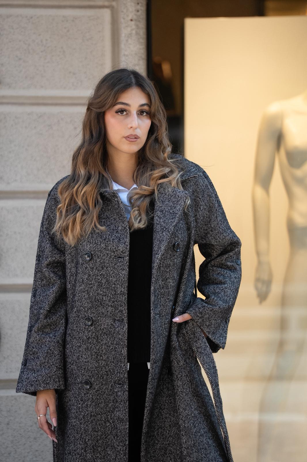 Philly Firenze maxy cappotto spigato dopio petto