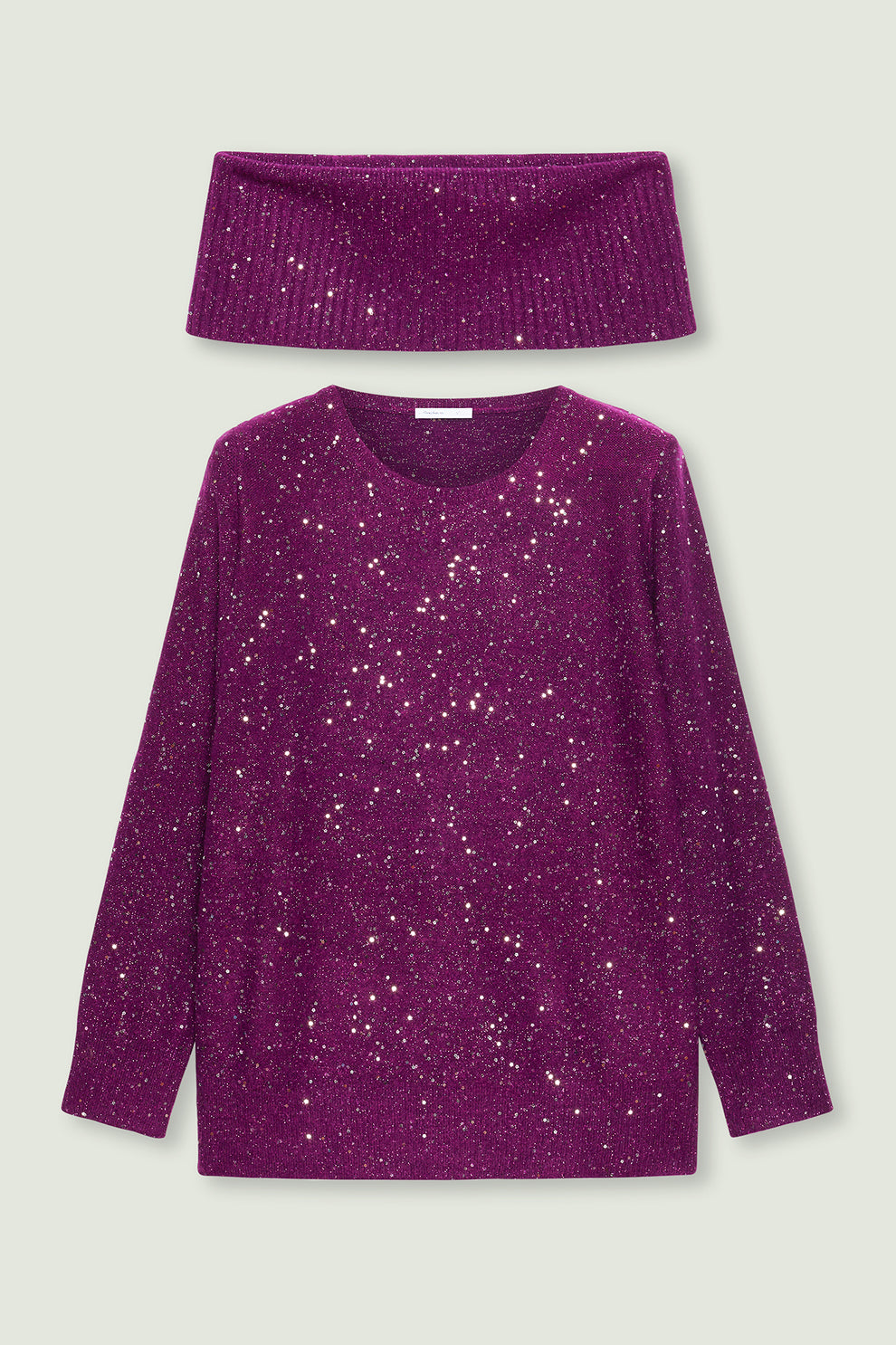 LUISA VIOLA Maglia full paillettes collo staccabile