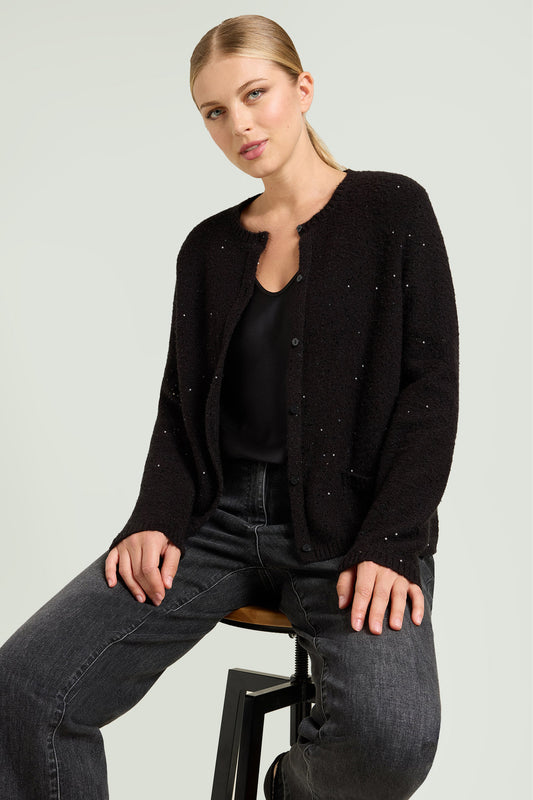 Luisa Viola Giacca in maglia full paillettes