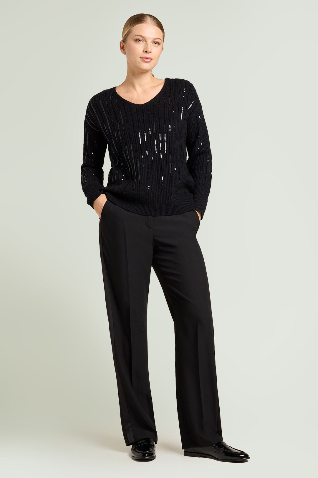 Luisa Viola maglia ricamata con paillettes