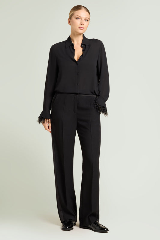 Luisa Viola camicia con polsi in marabù