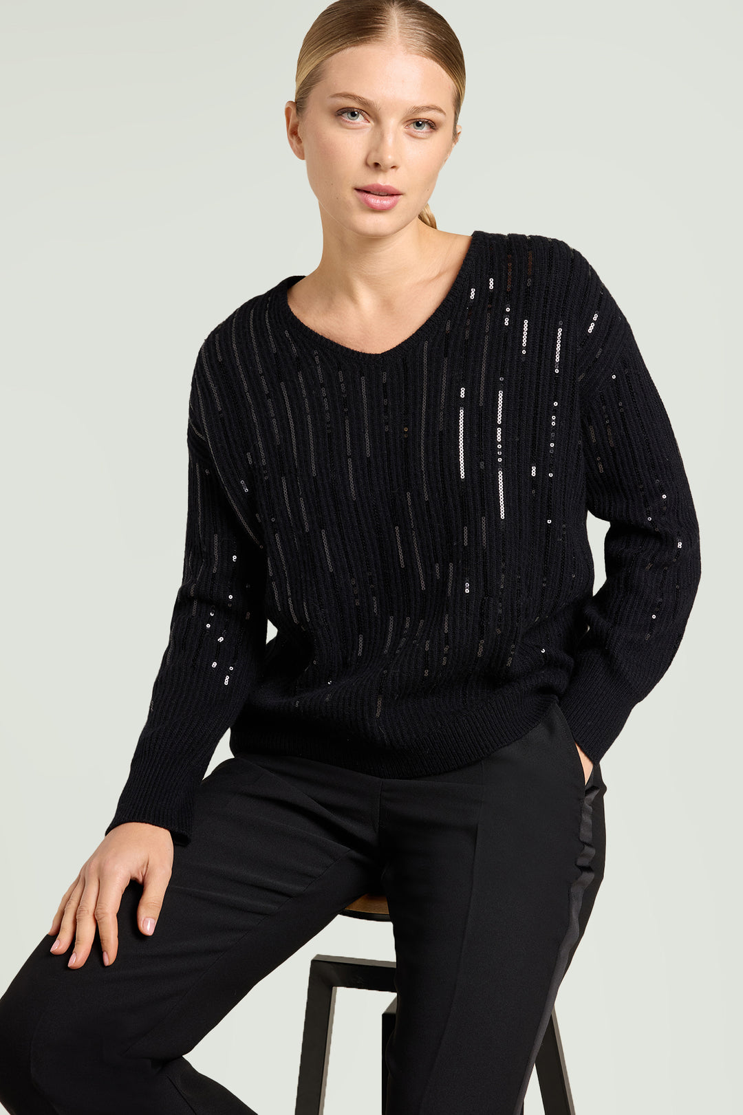 Luisa Viola maglia ricamata con paillettes