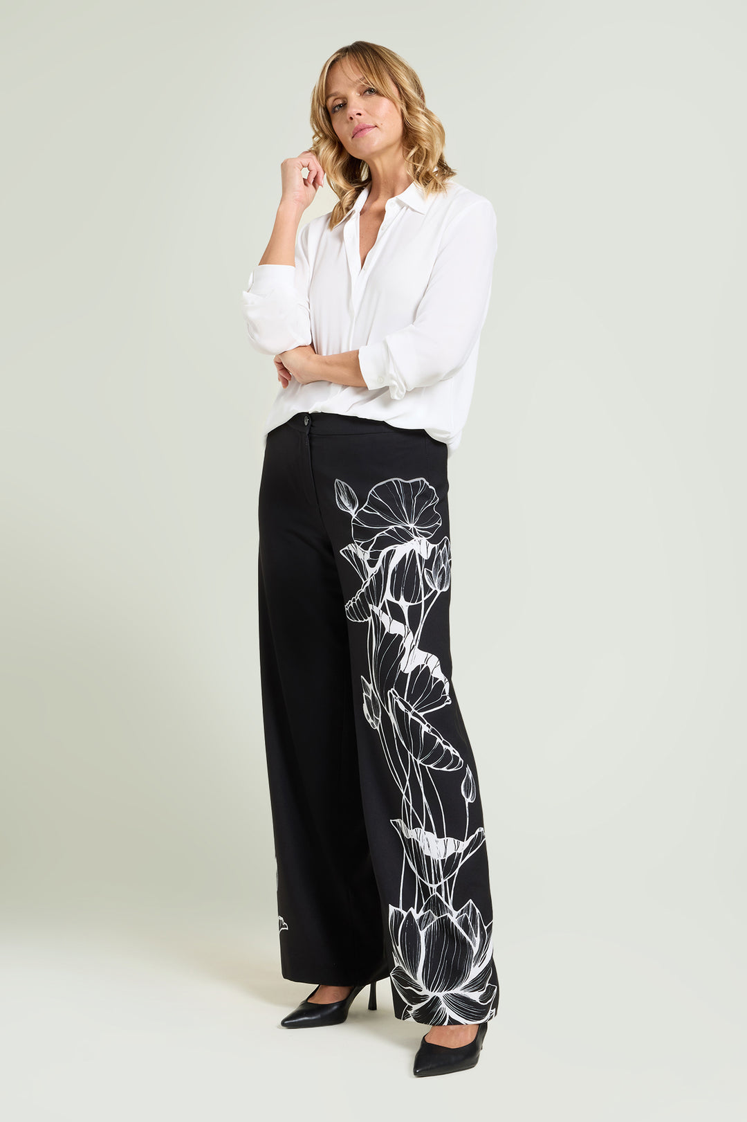 Luisa Viola Pantaloni con stampa pizzata