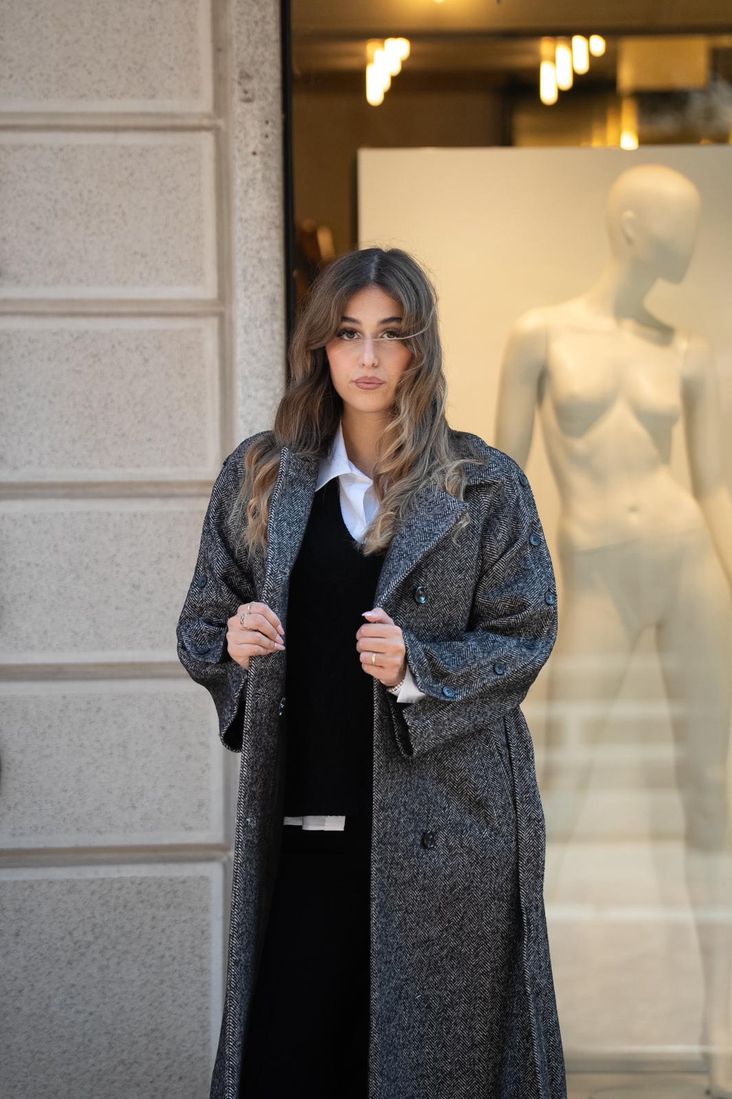 Philly Firenze maxy cappotto spigato dopio petto