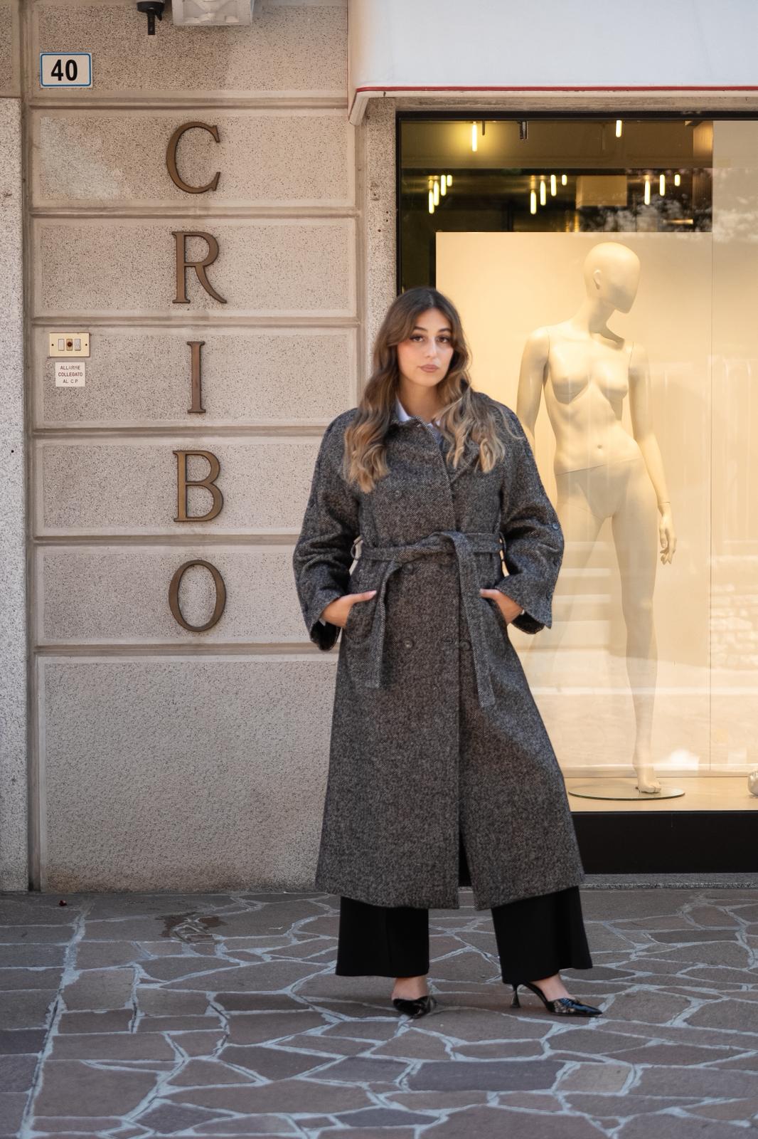 Philly Firenze maxy cappotto spigato dopio petto